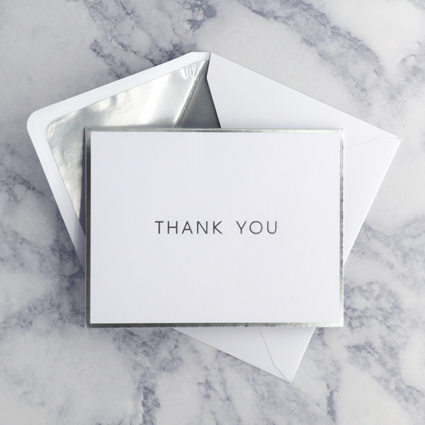 Silver Bordered Thank You Boxed Notes (Set of 10)