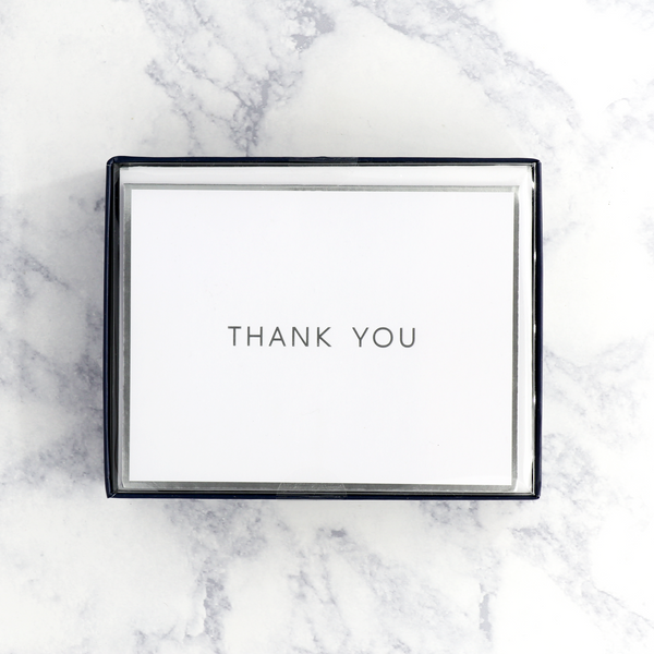 Silver Bordered Thank You Boxed Notes (Set of 10)