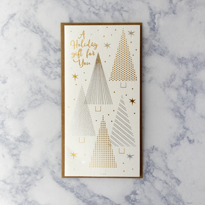 Silver & Gold Trees Oblong Holiday Card