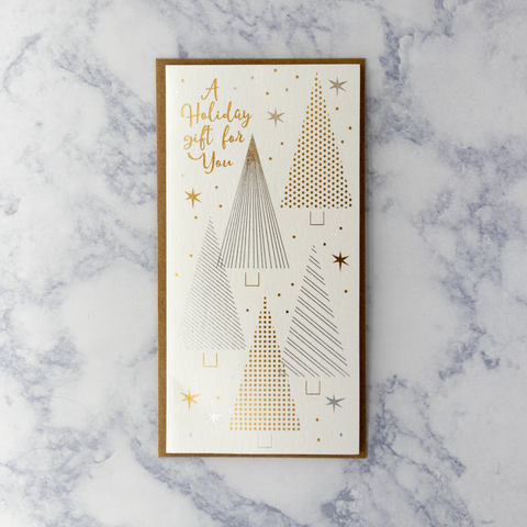 Silver & Gold Trees Oblong Holiday Card