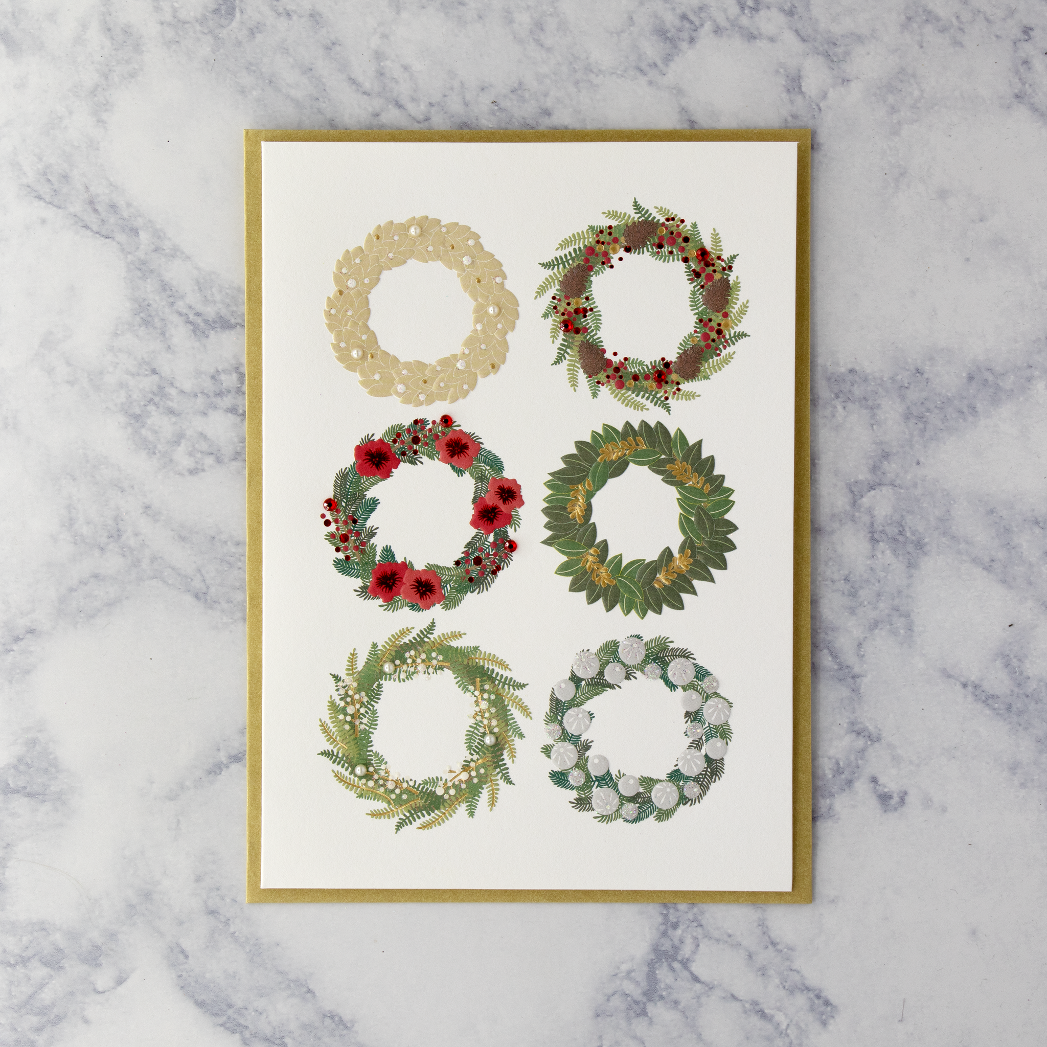 Six Wreaths Christmas Card