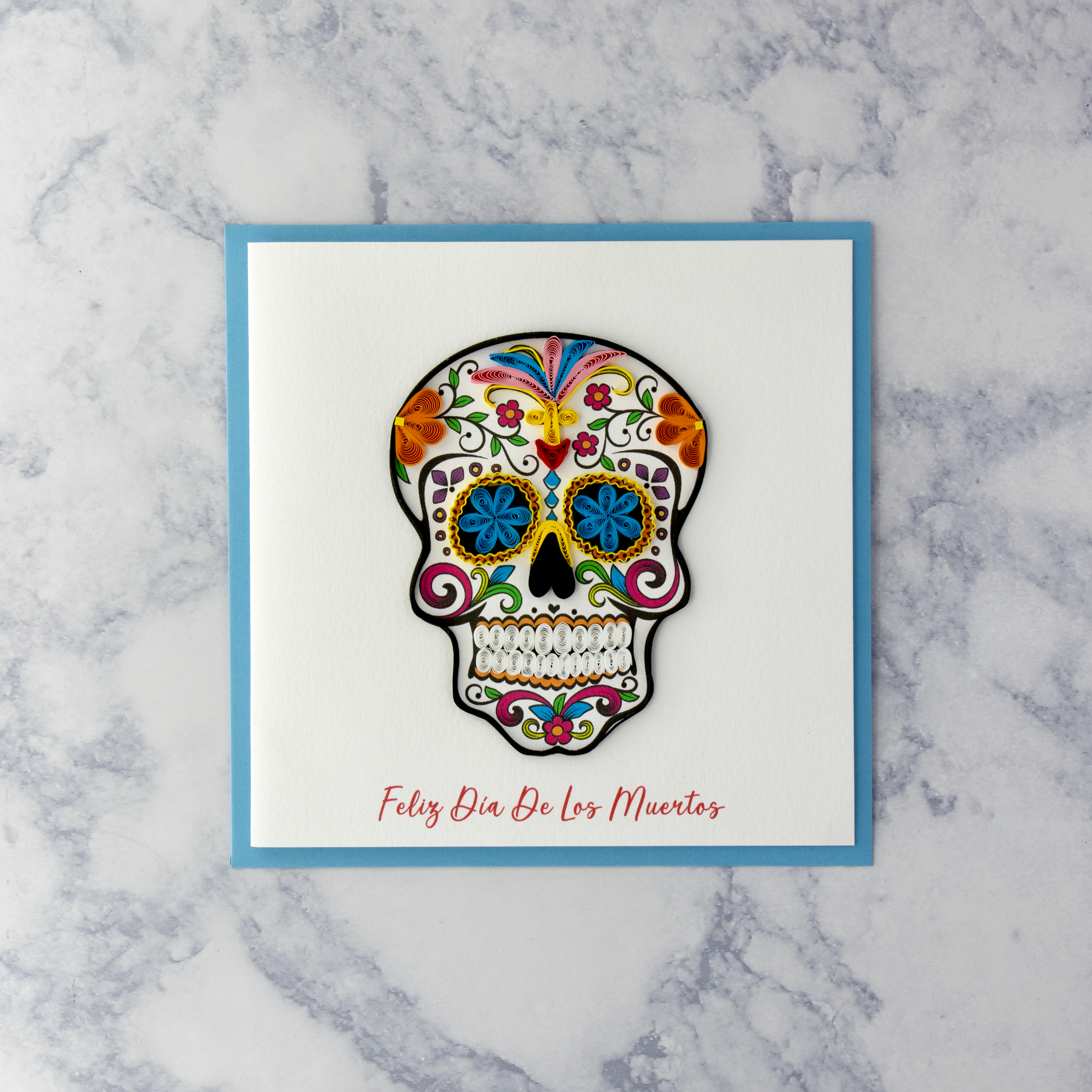 Handmade Skull Día De Los Muertos Quilling Halloween Card