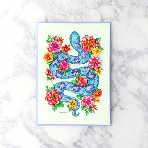 Snake & Flowers Blank Card