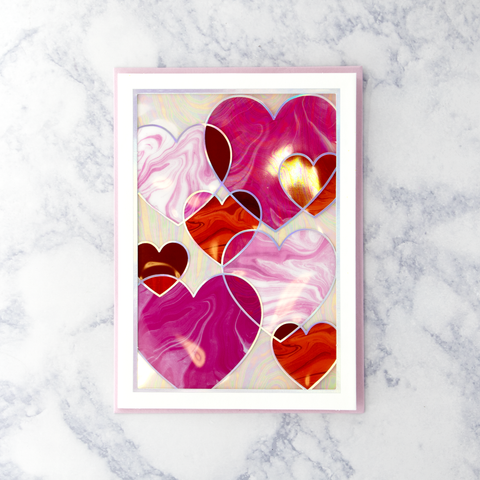 Stained Glass Hearts Valentine’s Day Card