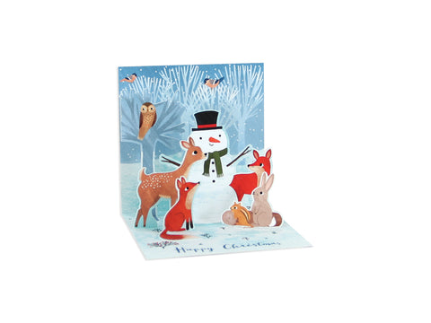 Pop-Up Woodland Snowman Mini Gift Enclosure Christmas Card