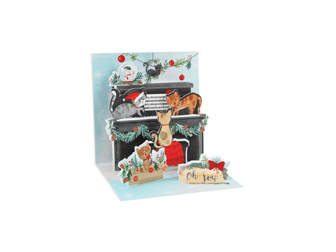 Pop-Up Piano Cats Mini Gift Enclosure Holiday Card