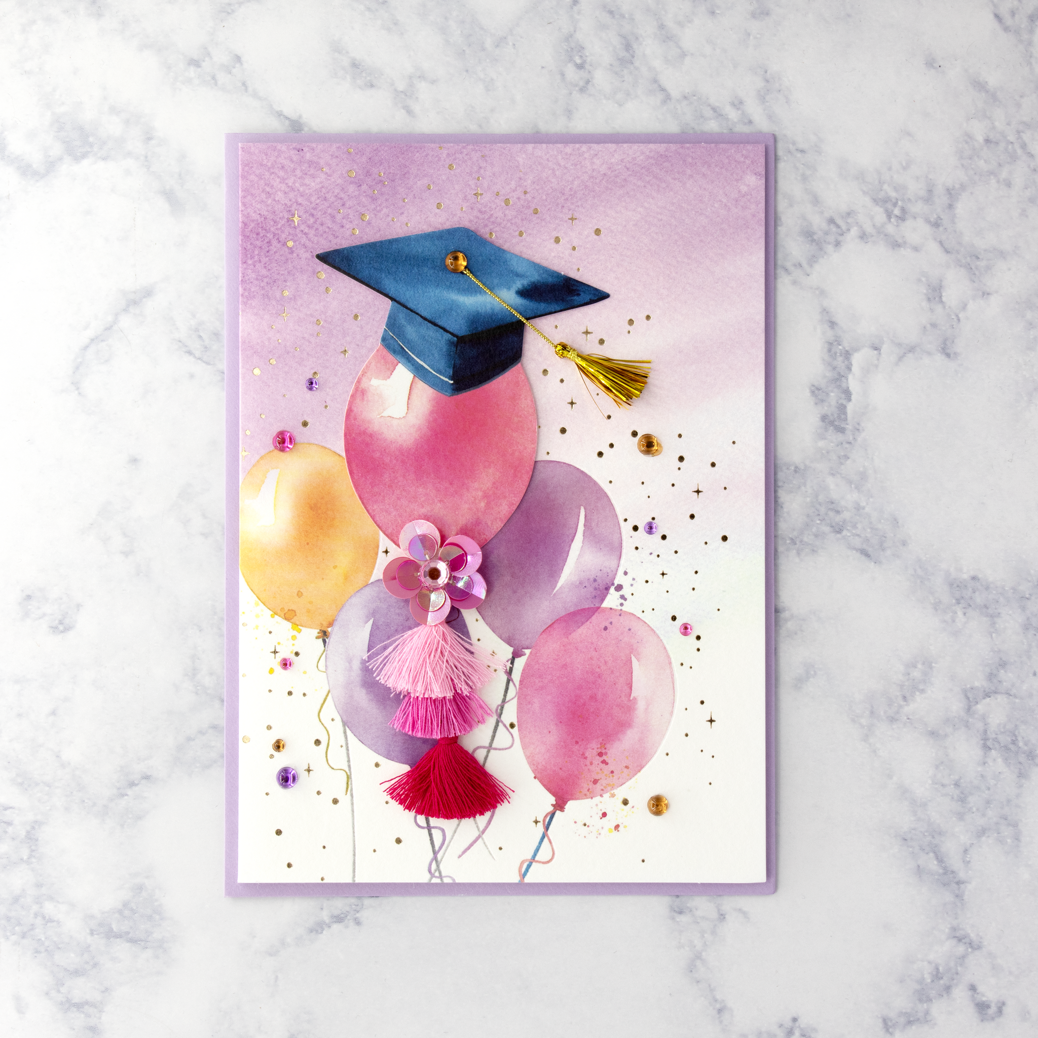 Tassel Balloon With Cap Graduation Card