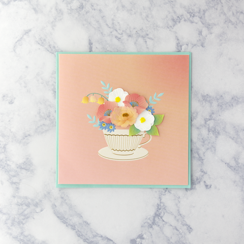 Teacup With Flowers Blank Card