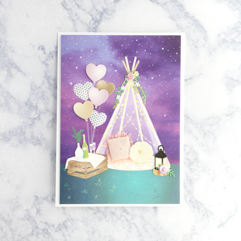 Teepee With Heart Balloons Valentine's Day Card