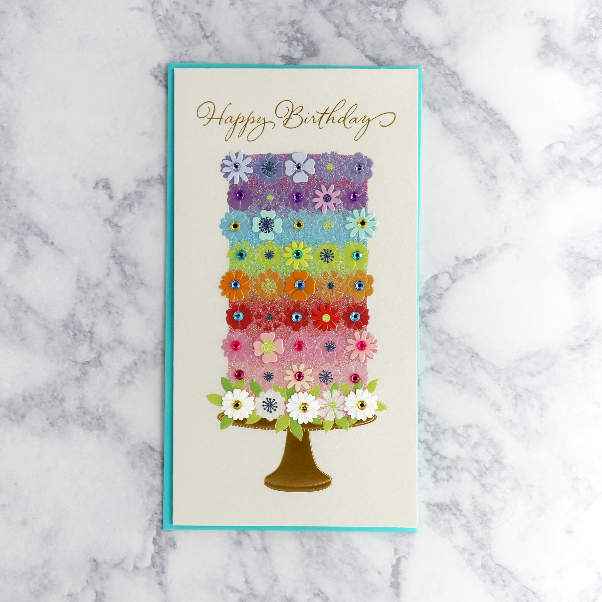 Tiered Flower Cake Birthday Card