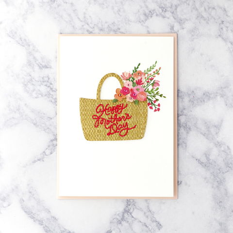 Tote Bag With Flowers Mother's Day Card