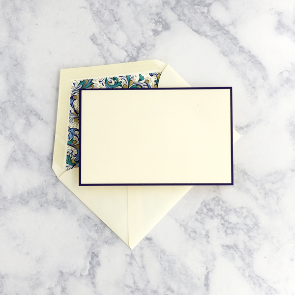 Traditional Blue Florentine Bordered Boxed Notes (Set of 10)