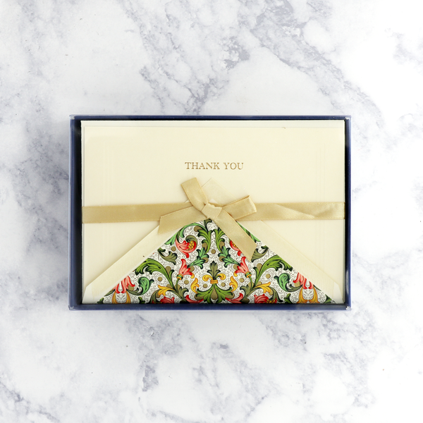 Traditional Red Florentine Thank You Boxed Cards (Set of 10)