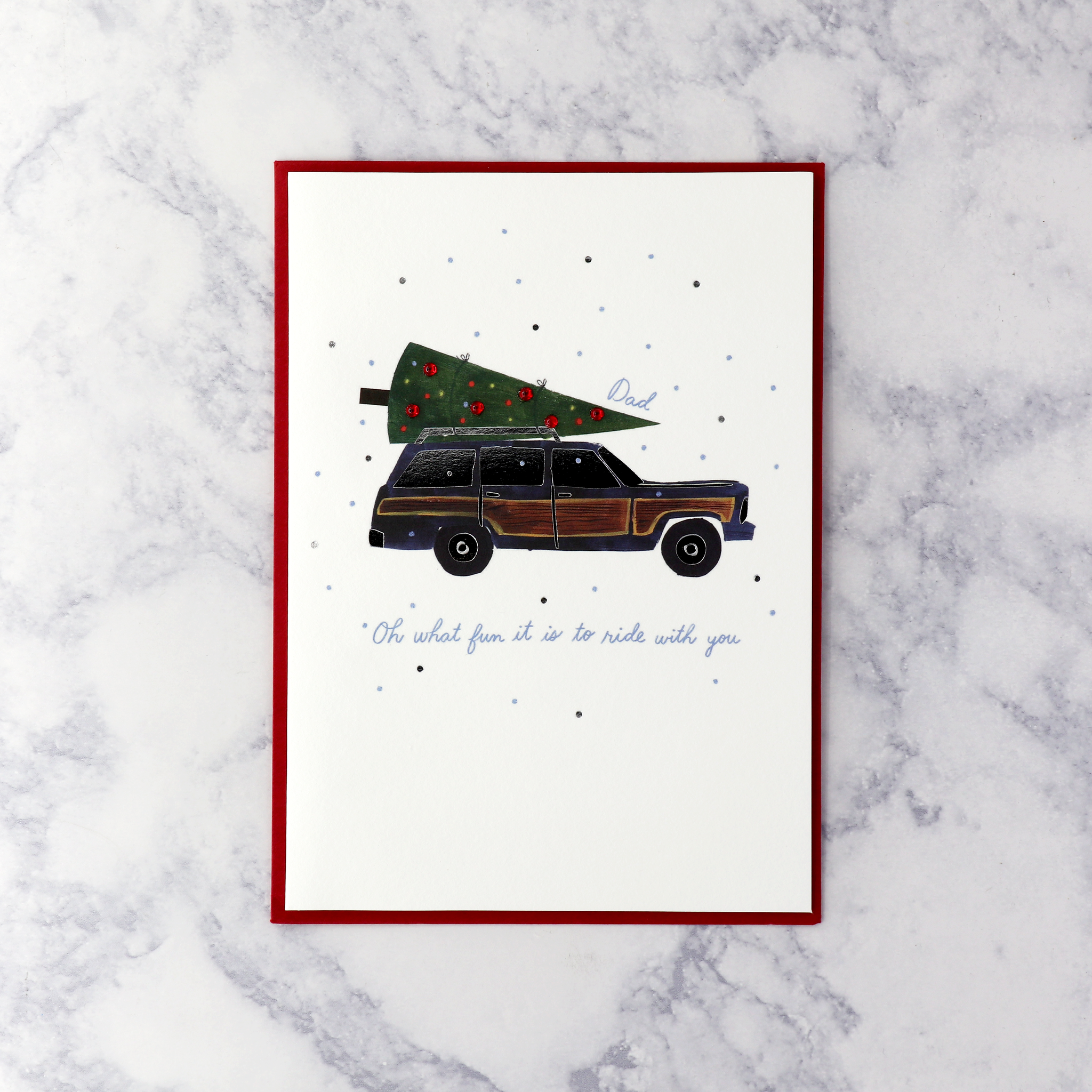 Tree On Car Christmas Card (Dad)