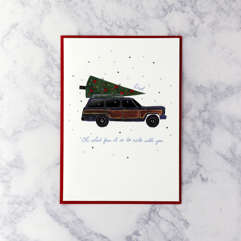 Tree On Car Christmas Card (Dad)