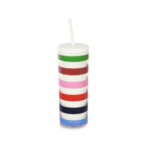 Adventure Stripe Acrylic Tumbler with Straw
