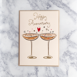 Two Champagne Glasses Anniversary Card