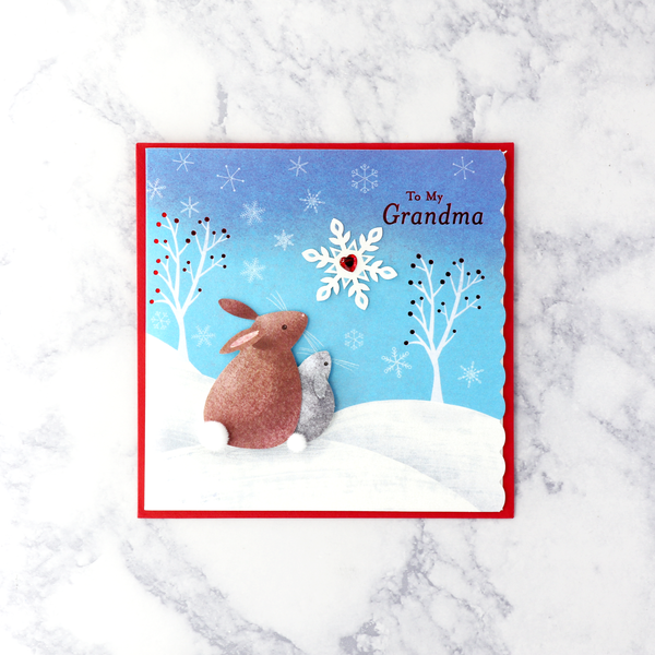 Two Rabbits Christmas Card (Grandma)