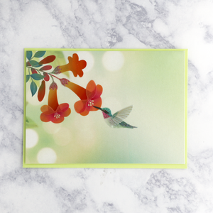 Vellum Hummingbird Blank Card
