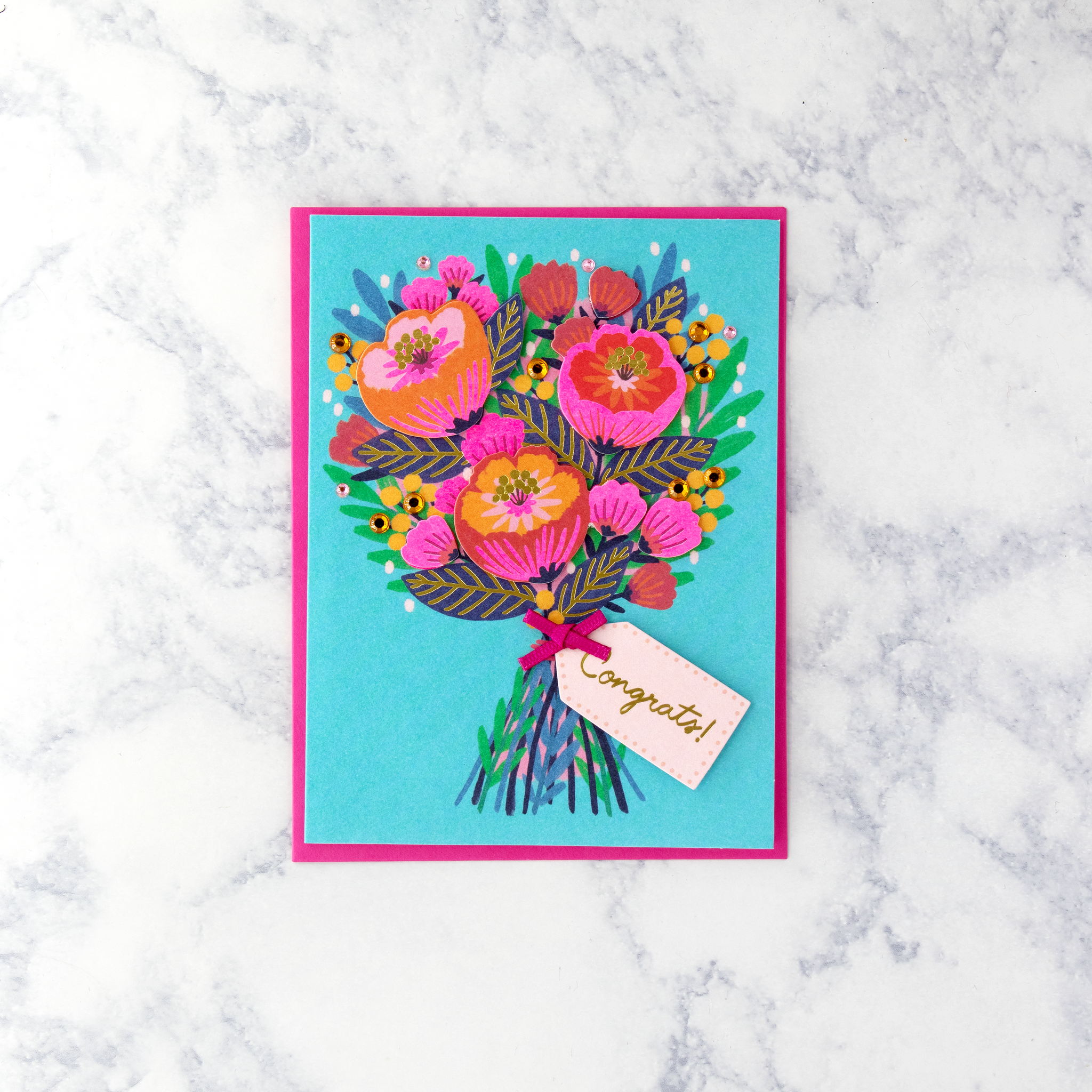 Vibrant Floral Bouquet Congratulations Card