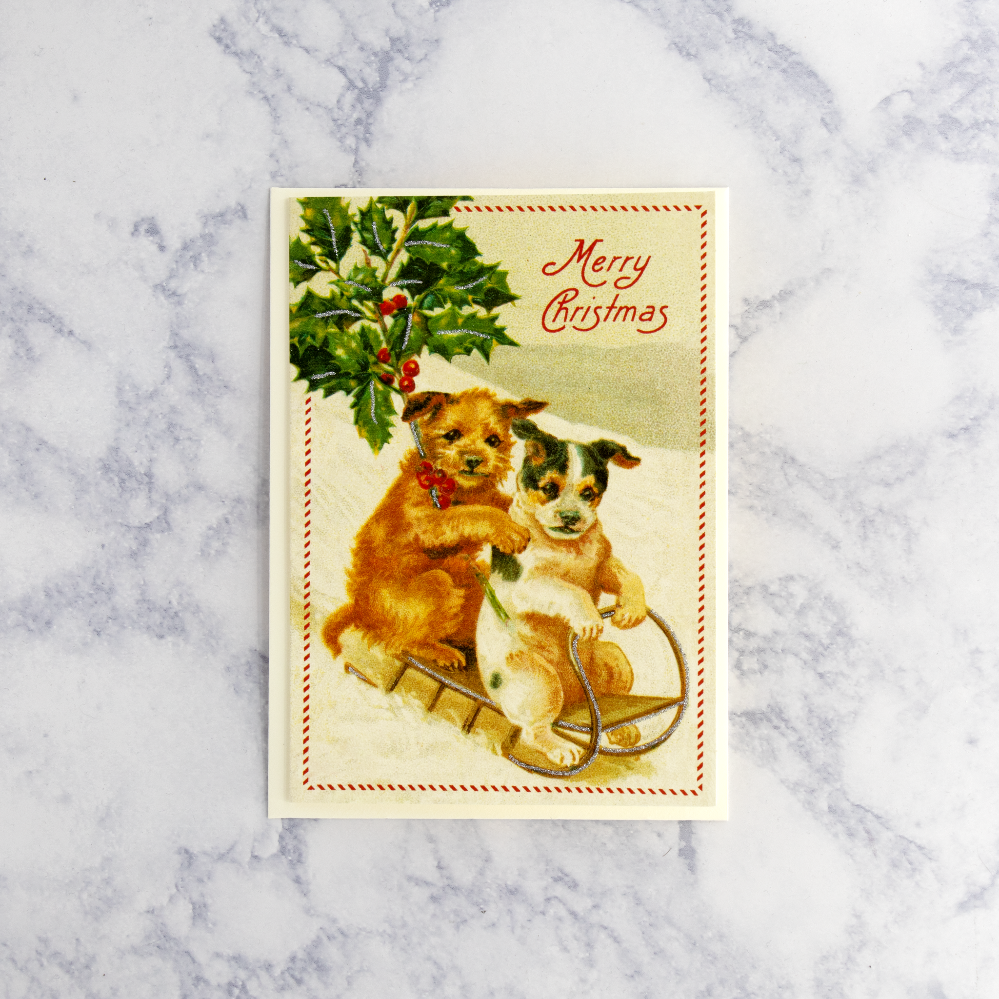 Vintage Festive Dogs Christmas Card