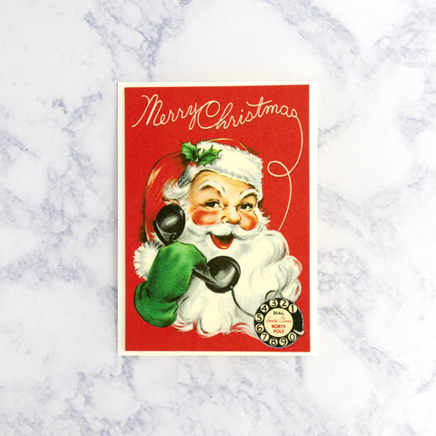 Vintage Hello Santa Telephone Christmas Card