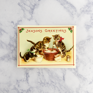 Vintage Stirring Cats Holiday Card