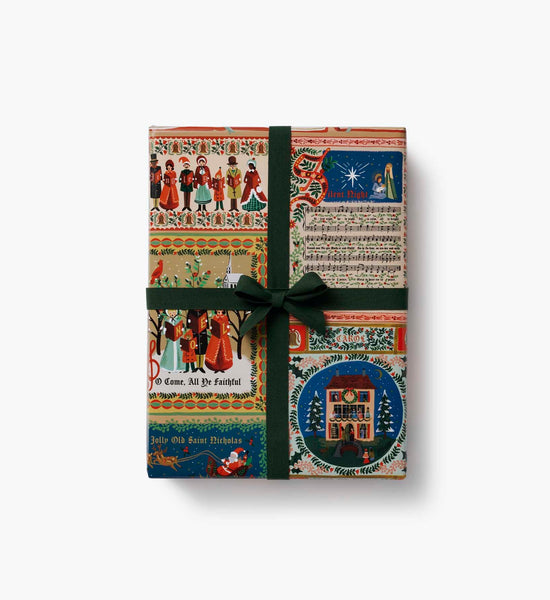 Illustrated Carols Christmas Roll Wrap