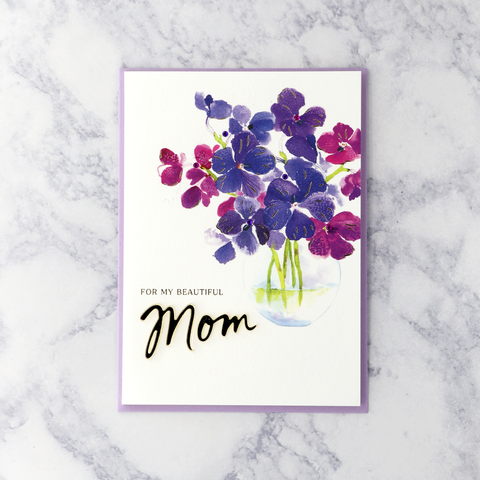 Watercolor Orchids Mother's Day Card (Mom)