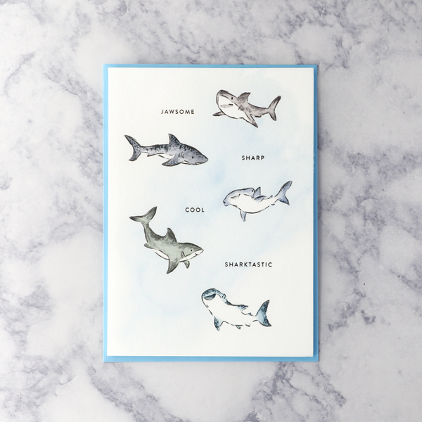 Watercolor Sharks Father’s Day Card
