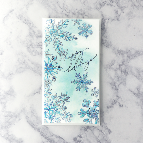 Watercolor Snowflake Money Enclosure Holiday Card