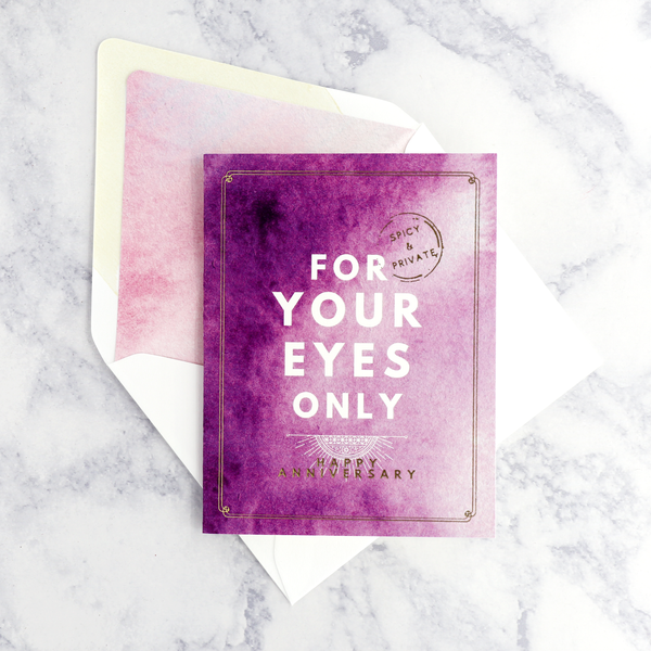 Watercolor "For Your Eyes Only" Anniversary Card (Blank)