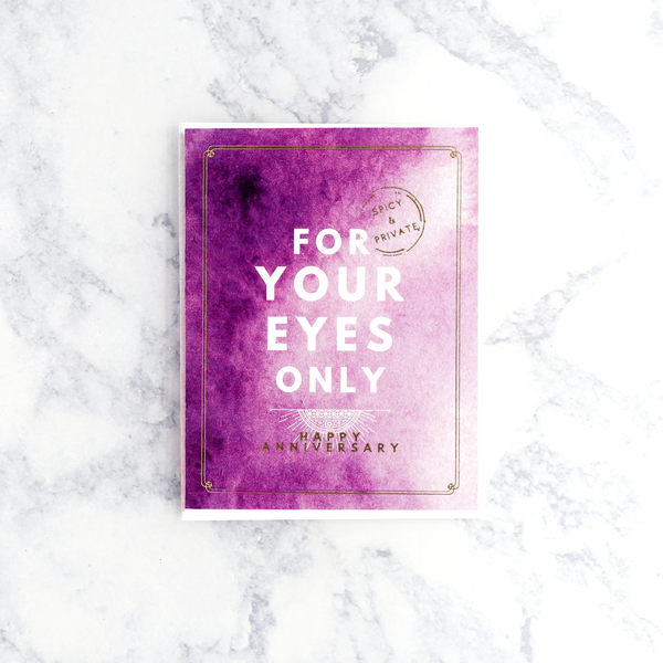 Watercolor "For Your Eyes Only" Anniversary Card (Blank)