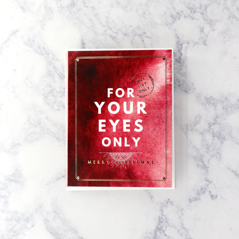 Watercolor "For Your Eyes Only" Funny Christmas Card