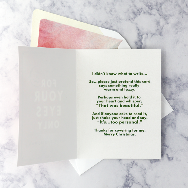 Watercolor "For Your Eyes Only" Funny Christmas Card