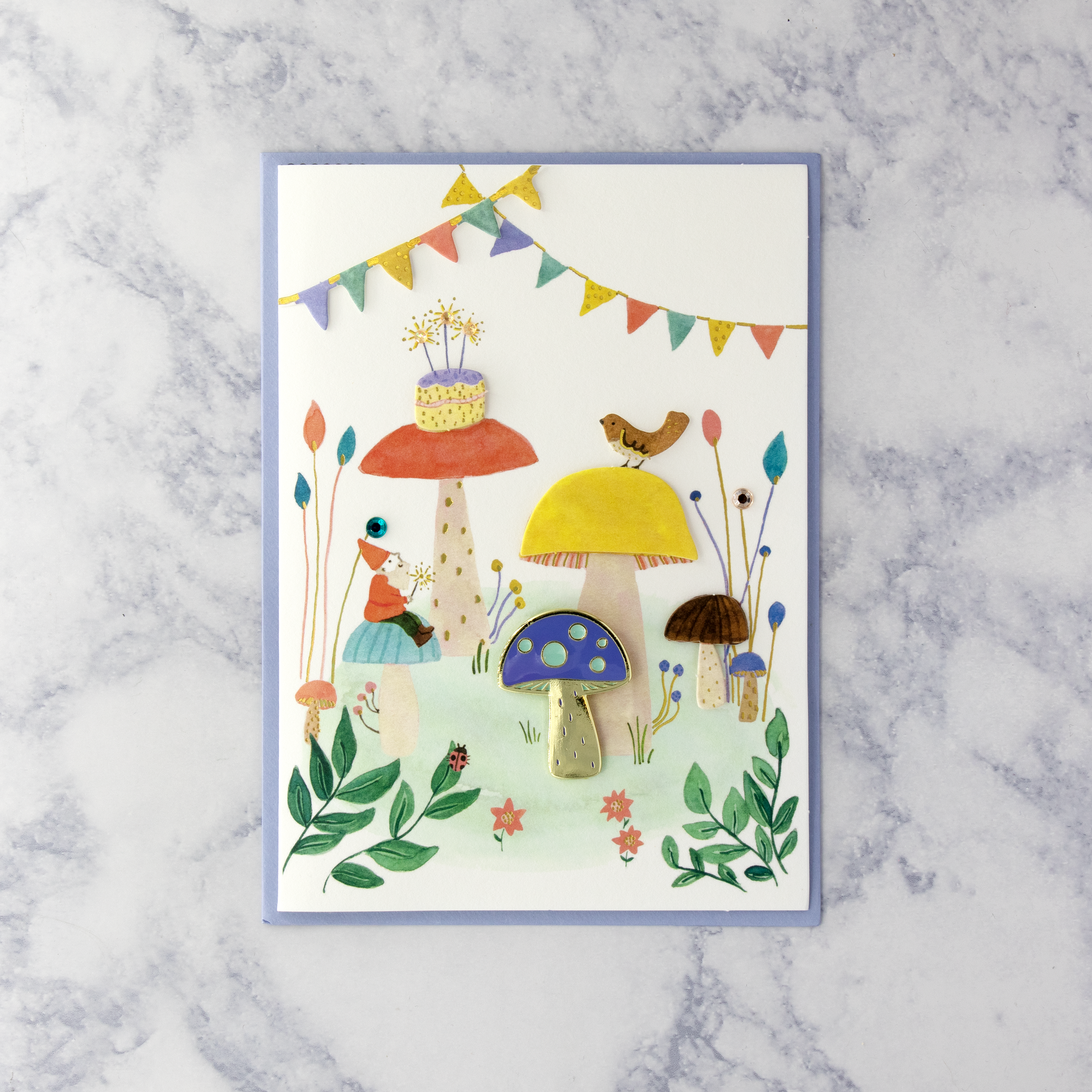 Wearable Mushroom Pin Birthday Card