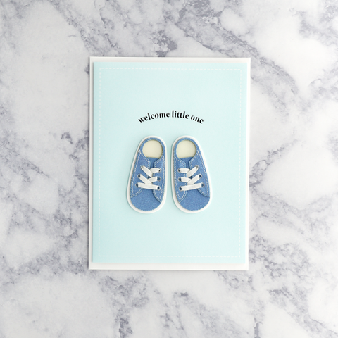 "Welcome Little One" Blue New Baby Card