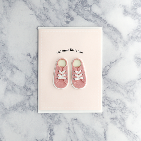 "Welcome Little One" Pink New Baby Card