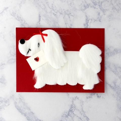 White Fur Dog Valentine’s Day Card