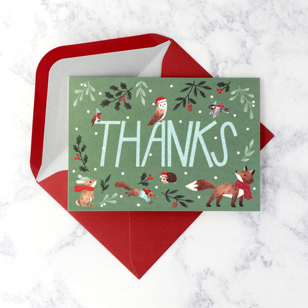 Woodland Thank You Holiday Boxed Cards (Set of 12)