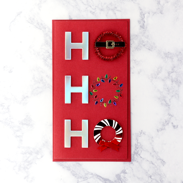 Wreaths “Ho Ho Ho” Money Enclosure Holiday Card