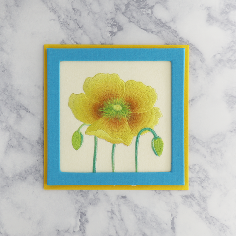 Yellow Embroidered Flower Get Well Card