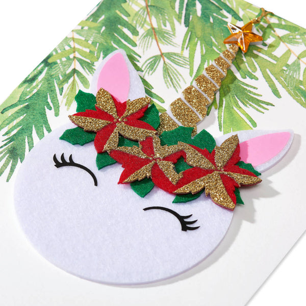 Hangable Floral Unicorn Holiday Card