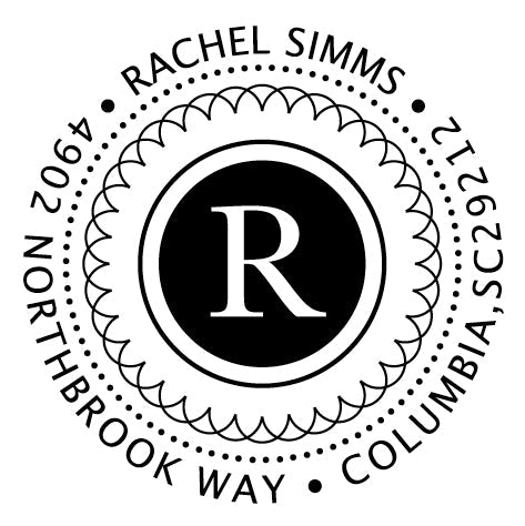 Personalized Saville Crest "Simms" Address Ink Stamp