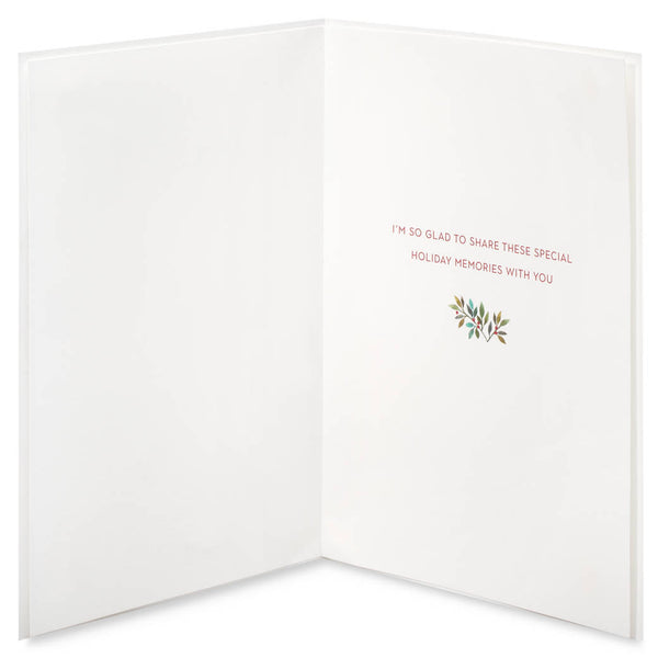 Embossed Greenery & Berries Heart Holiday Card (Wife)
