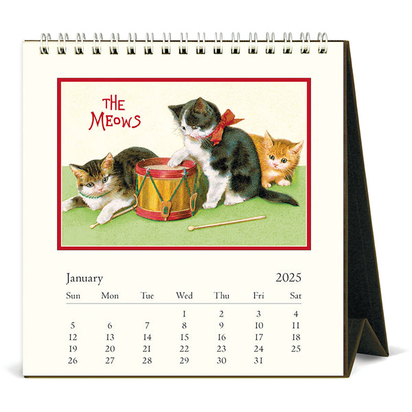 Vintage Cats 2025 Desk Calendar