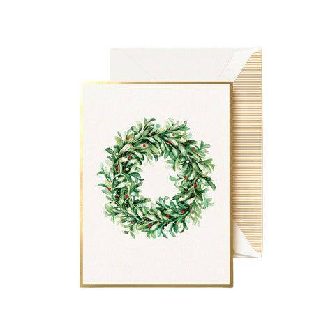 Personalized Mistletoe Wreath Holiday Cards (Thermography)