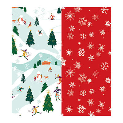 Ski Hill Double Sided Christmas Roll Wrap