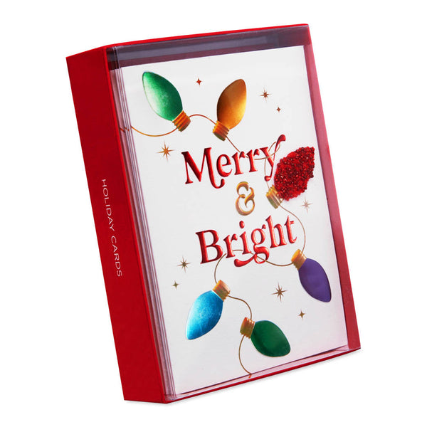 Handmade "Merry & Bright" Christmas Boxed Cards (Set of 8)