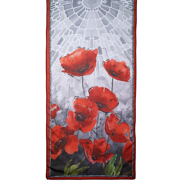 Stained Glass Red Poppies Sheer Scarf